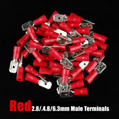 100/50pcs Male Spade Insulated Connectors Crimp Electrical Wire Terminals - Image 1 of 4