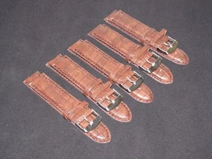 5x NEU 22mm Braun Kunstleder Uhrenarmbänder Armbänder mit Metallschließe - USA - Bild 1 von 5