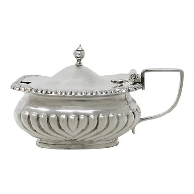 Antigua olla de mostaza de plata esterlina de la época victoriana de 1901 (SL85-) Foto 1 de 4