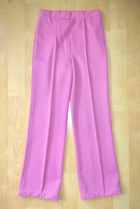 Vintage 60er 70er Mod rosa lila Poly Strick hohe Taille weites Bein Hose elastischer Bund 14 - Bild 1 von 3