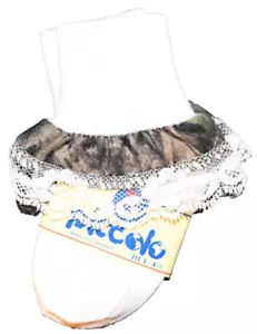 NWT Piccolo Girls Apricot Cute Lace Ruffle Beaded Trimmed Soft Socks 3-4.5 - Picture 1 of 7