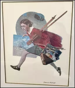 Norman Rockwell Signed “Wet Paint” Print – Girl Running with Canvas - Picture 1 of 6