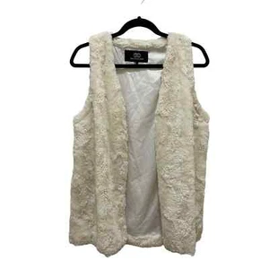 Tarts Collections White Faux Fur Lined Open Front Vest Small - Picture 1 of 7