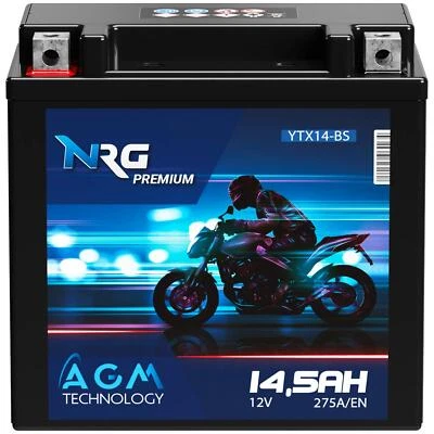 NRG YTX14-BS AGM Motorradbatterie 12V 14,5Ah 51214 GTX14-B YTX14-4 CTX14-BS 14Ah - Bild 1 von 4