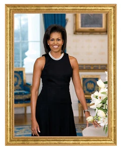 Michelle Obama Photograph in a Aged Gold Frame - Picture 1 of 1