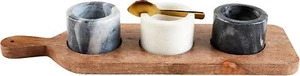 Mud Pie Marble Bowls On Tray Set, board 4 3/4" x 15 1/2", BLACK,Trays - Picture 1 of 1