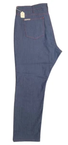 JEANS 42 x 30 1/2 BLUE WITH RED STITCH RAW DENIM JEANS RETAIL $500 by BLUE DELTA - Picture 1 of 5