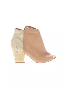 Klub Nico Booties 9 Beige Leather Metallic Gold Speckle Horsehair Open-Toe Heels - Picture 1 of 10