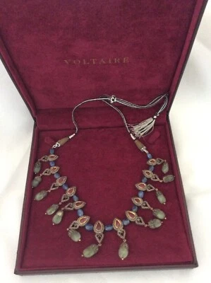 Intricately made necklace and earring set with Sapphire, Ruby, & Diamonds in 14K - Image 1 of 4