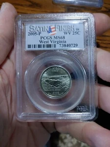 2005-P WEST VIRGINIA Statehood Quarter 25c - Philadelphia PCGS MS68 SATIN FINISH - Picture 1 of 4