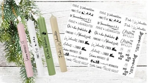 Kerzentattoos Kerzenfolie A4-Format weihnachtlicher Mix Wasserschiebefolie 01 - Bild 1 von 2