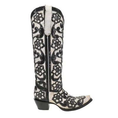 Botas Corral Floral Lentejuelas Superpuestas Bordadas Punta Corta Alta Vaquero Mujer Talla Foto 1 de 4