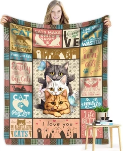 Manta de franela polar para sofá cama 60"x50" para gatos regalos mamá gatos amantes - Imagen 1 de 3