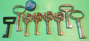 LOT OF 8 OPEN BARREL SKELETON KEY some BRASS very FANCY Padlock MORE LISTED - Picture 1 of 1