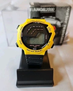 Range2000 Digital Wristwatch Water Resistant Lap/Time/Date Black/Yellow NIB Gift - Picture 1 of 9
