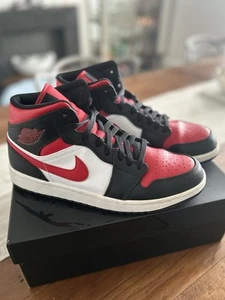 Jordan 1 Mid White Black Red | Size 9.5 UK - Picture 1 of 16
