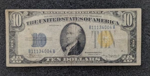 $10 Dollar 1934 A North Africa Yellow Seal Silver Certificate - Picture 1 of 2