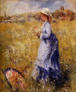 Auguste Renoir Girl Gathering Flowers Giclee Canvas Print 8x10 Floral Fine Art - Picture 1 of 2