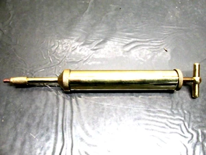 B Condition Scarce ANTIQUE ALL- BRASS GREASE GUN FARM GAS STATION Steampunk - Picture 1 of 7