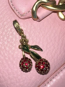 Juicy Couture Red Crystal Pave Cherries Charm Gold Tone for Charm Bracelet - Picture 1 of 6