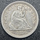 1856-P Seated Liberty Quarter 25C Choice Xf Extra Fine 90% Silver Us Coin