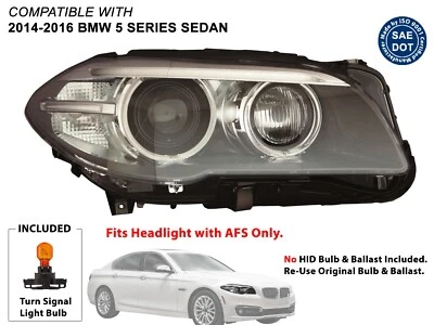 Para faro 2014-2016 BMW Serie 5 Sedán con AFS lado del pasajero 63117343906 Foto 1 de 4