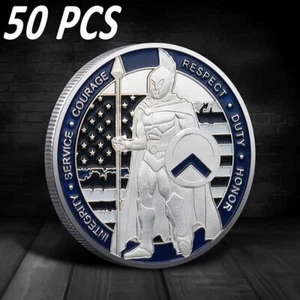 50 PCS Shiny Armor Challenge Coin Law Gift Coins Police Blue Lives Matter - Picture 1 of 6