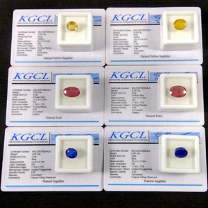 Lote de 6 piezas de gemas de zafiro amarillo zafiro facetadas azul rubí de Ceilán - Imagen 1 de 1