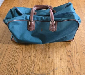 Vintage Ralph Lauren Polo Green Canvas Large Duffle Bag Weekend Travel Carry On - Picture 1 of 11