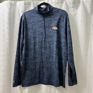 Antigua Denver Broncos Pullover Quarter Zip Camo Long Sleeve Shirt L - Picture 1 of 6