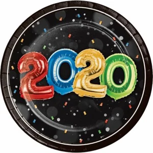2020 New Years Eve Balloons 8 Ct 7" Dessert Cake Plates - Picture 1 of 2