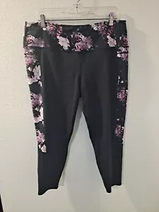 Skechers Women Black Floral Yoga Leggings Hi-Rise Pull On Stretch Comfort 2XL - Picture 1 of 11
