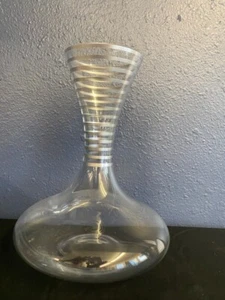Beautiful Unique Vintage Wine Glass Carafe W/Silver Rings-9.25"H - Picture 1 of 5