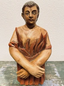 VINTAGE 10” SPANISH HAND CARVED WOOD SANTOS ANIMA SOLA “SOUL FROM PURGATORY” - Picture 1 of 9