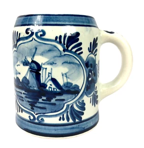 Vintage DELFTS HANDWERK Coffee Mug/Cup/Stein Blue On White 16 About 4.25" Tall - Picture 1 of 6