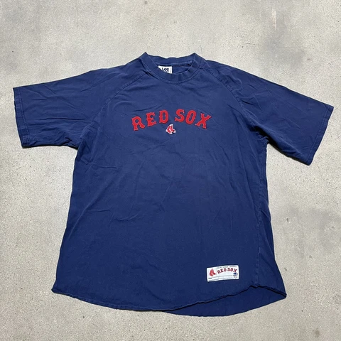 Vintage Boston Red Sox Blue Red Embroidered Logo MLB Baseball T Shirt Men's XL Cover