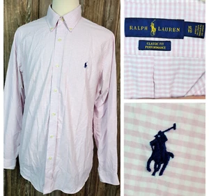 Camicia Ralph Lauren Performance vestibilità classica abbottonata a quadri rosa bianca uomo XL - Foto 1 di 8