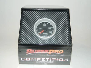 NEW SUPERPRO COMPETITION 2 1/16" WATER TEMPERATURE GAUGE w/ SENDER 100-280 Black - Picture 1 of 7