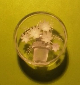 Rare Antique Vintage 1930s Clear Lucite Daisy Flower Pot Button 22mm (7/8 Inch) - Picture 1 of 2