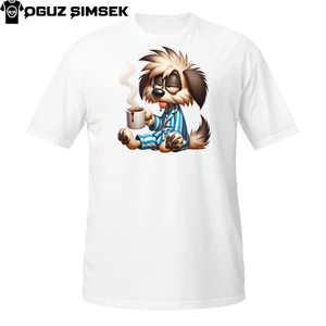 Sleepy Dog Coffee Shirt | Pyjama Pup Morning Mug Tee Unisex Shirt - Picture 1 of 33