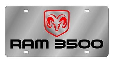 New Dodge Ram 3500 Red Logo Stainless Steel License Plate - Изображение 1 из 2