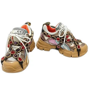 Gucci Sneakers Flash Trek Taglia 36 Cinturino Cristallo SEGA Font Logo 537133 Pelle... - Foto 1 di 9