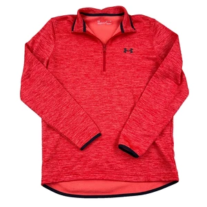Under Armour Sweatshirt Men Small Pink Pullover Quarter Zip Sweater Heather - Picture 1 of 9