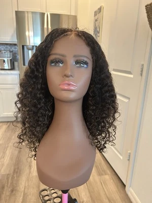 Peluca de cabello humano rizado apta para principiantes peluca sin pegamento 4C línea del cabello Foto 1 de 4