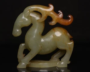 Certified Natural Hetian Jade Hand-carved Exquisite Deer Pendants 8185 - Picture 1 of 9