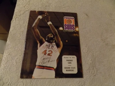 Revista Phoenix Suns firmada por Connie Hawkins 14/10/73, Suns & Warriors, sin puntuación Foto 1 de 4