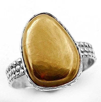 Anillo de plata esterlina maciza 925 pirita dorada natural joyería talla 9 @19-7 Foto 1 de 2