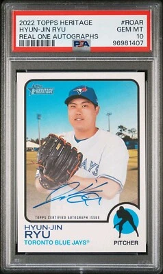Hyun-Jin Ryu - 2022 Topps Heritage Real One Autograph   PSA 10 - Image 1 of 2