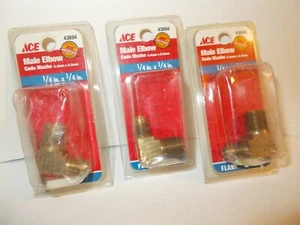 NOS 2003 3(LOT) ACE 43694 MALE ELBOW 1/4" FLARE to 3/8" MALE PIPE THREAD - Picture 1 of 6