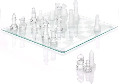 Fine Glass Chess Game with Solid Glass Pieces Board Play Set - Image 1 of 4